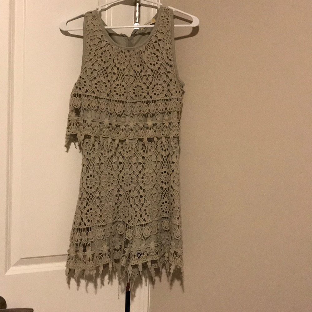 Adorable olive lacy romper from altard state!